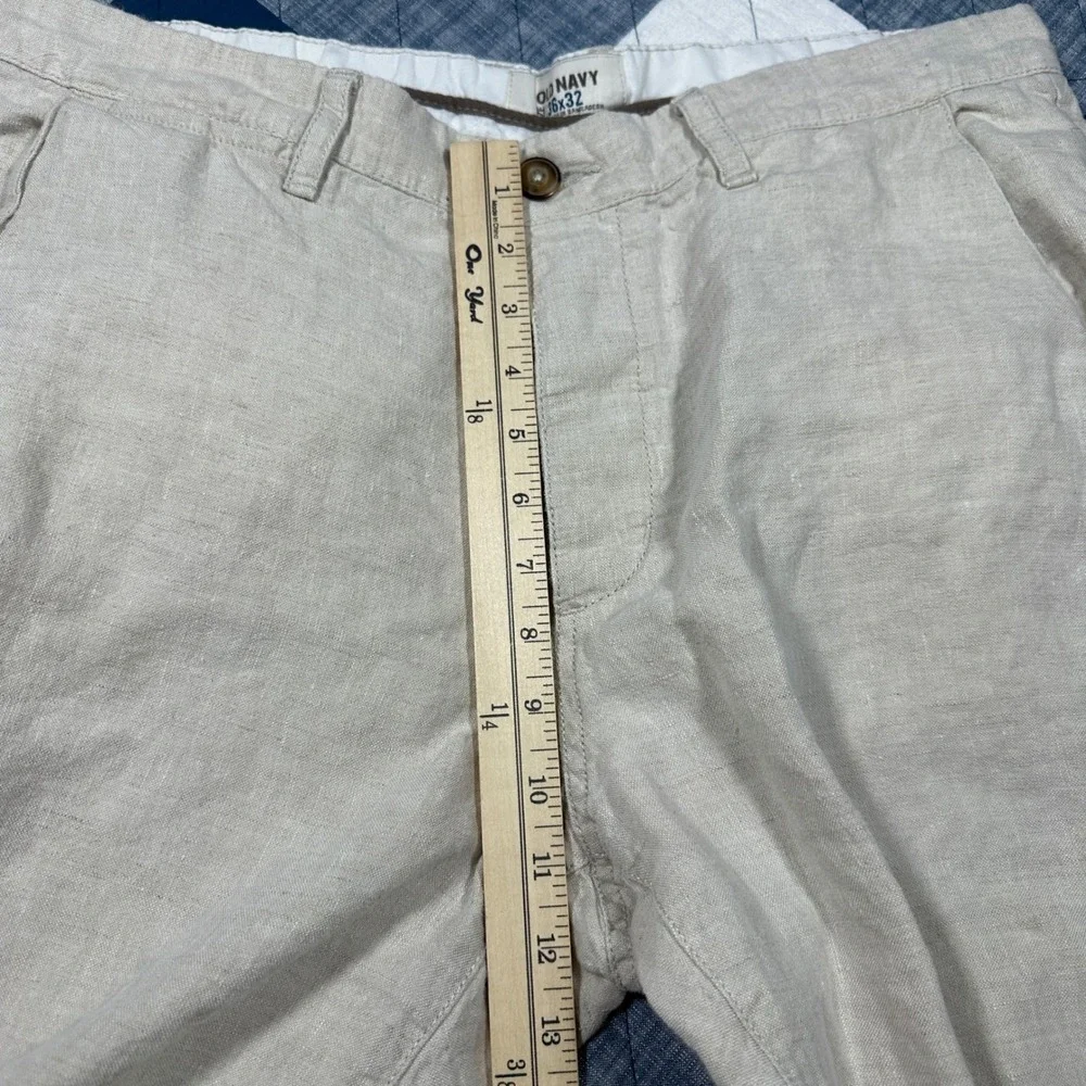 2012 Old Navy 100% Linen Pants Mens 36x32 Oatmeal Button Fly Wide Leg Button Fly